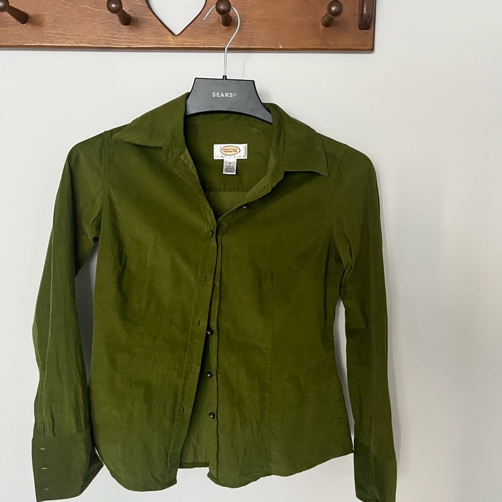 Talbots Olive Green Corduroy Button-Down Shirt